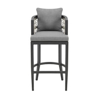 Hosa 26 Inch Outdoor Patio Counter Stool Chair, Gray Aluminum, Woven Rope - BM315732