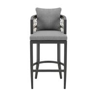 Hosa 26 Inch Outdoor Patio Counter Stool Chair, Gray Aluminum, Woven Rope - BM315732