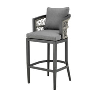 Hosa 26 Inch Outdoor Patio Counter Stool Chair, Gray Aluminum, Woven Rope - BM315732