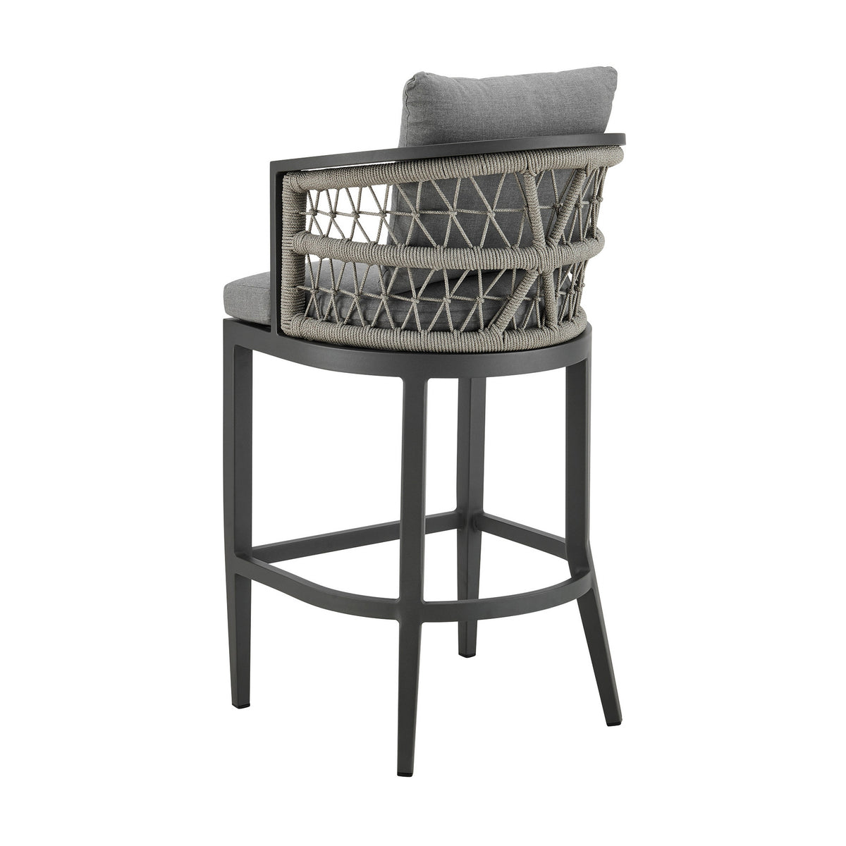 Hosa 26 Inch Outdoor Patio Counter Stool Chair, Gray Aluminum, Woven Rope - BM315732