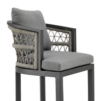 Hosa 26 Inch Outdoor Patio Counter Stool Chair, Gray Aluminum, Woven Rope - BM315732