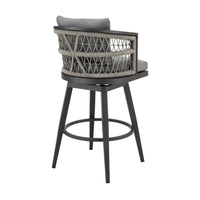 Hosa 26 Inch Outdoor Swivel Counter Stool Chair, Gray Aluminum, Woven Rope - BM315734