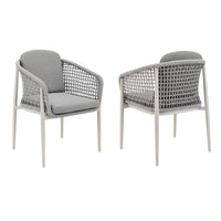 Rue 24 Inch Outdoor Patio Armchair Set of 2, Mesh Woven Rope, Gray Frame - BM315742