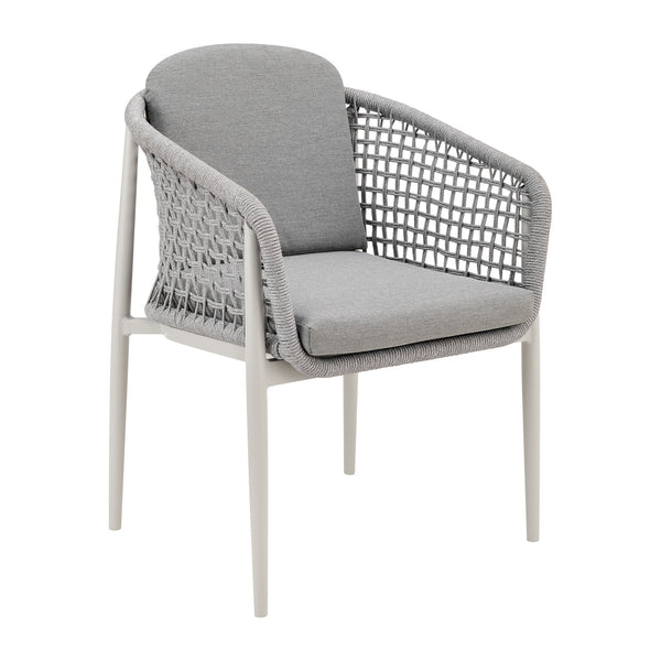 Rue 24 Inch Outdoor Patio Armchair Set of 2, Mesh Woven Rope, Gray Frame - BM315742