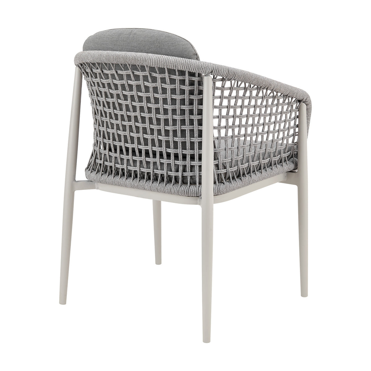 Rue 24 Inch Outdoor Patio Armchair Set of 2, Mesh Woven Rope, Gray Frame - BM315742