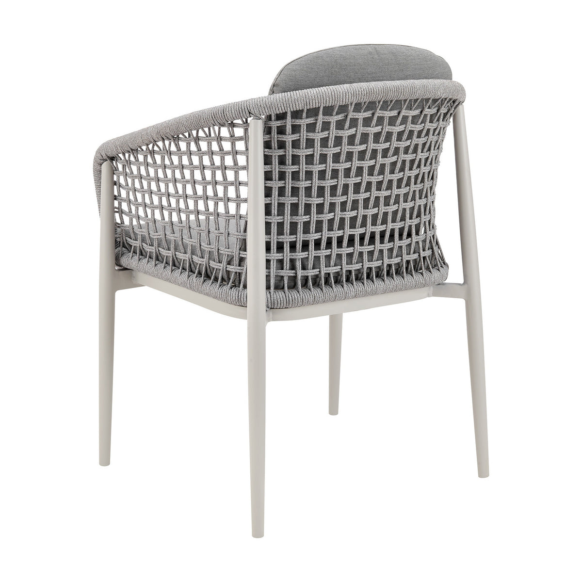 Rue 24 Inch Outdoor Patio Armchair Set of 2, Mesh Woven Rope, Gray Frame - BM315742