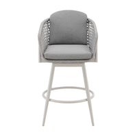 Rue 27 Inch Outdoor Swivel Counter Stool Chair, Mesh Woven Rope, Gray Metal - BM315743