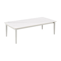 Rue 48 Inch Outdoor Patio Coffee Table, Sintered Stone Top, White Frame - BM315745