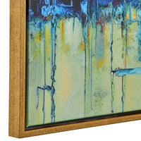 25 x 37 Handcrafted Wall Art Sunset Calm Water, Framed Canvas, Gold, Yellow - BM315751