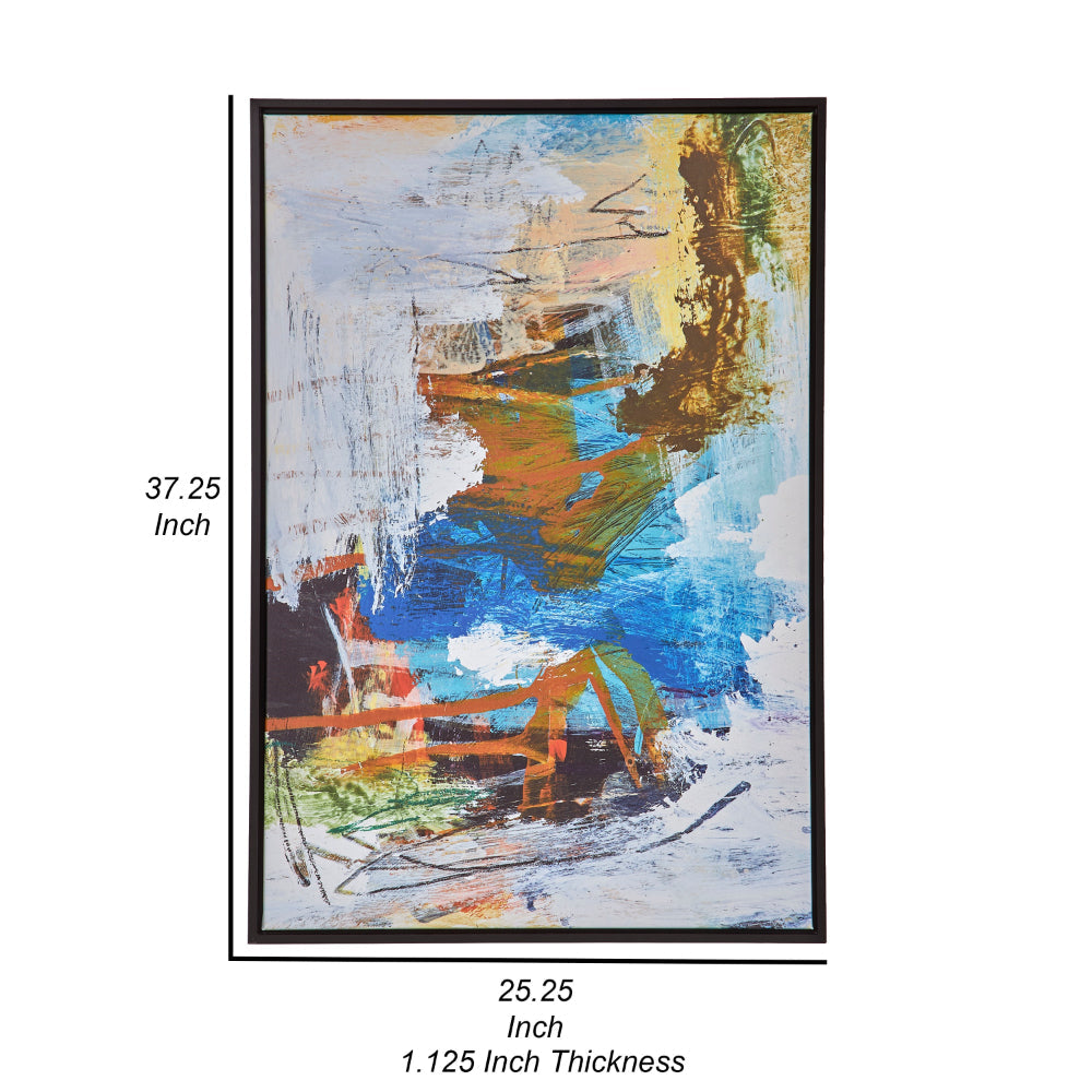 25 x 37 Handcrafted Wall Art Abstract Giclee, Black Frame, Multicolor - BM315752
