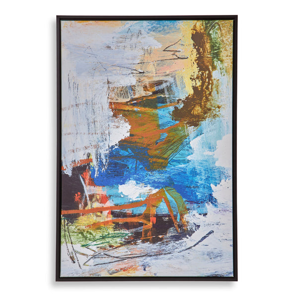 25 x 37 Handcrafted Wall Art Abstract Giclee, Black Frame, Multicolor - BM315752