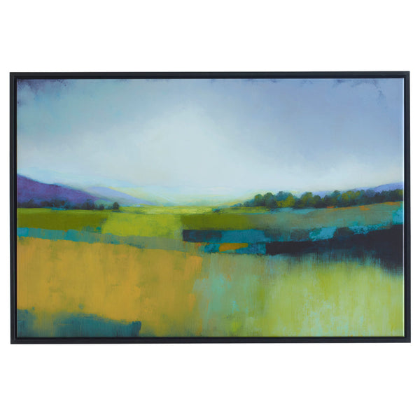 25 x 37 Handcrafted Wall Art, Sunrise Giclee on Framed Canvas, Black Green - BM315754