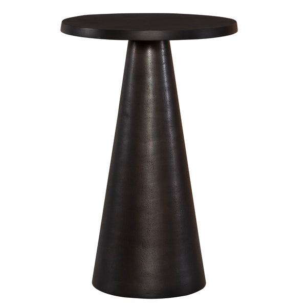 20 Inch Round Accent Table, Tapered Round Pedestal, Dark Bronze Aluminum - BM315757