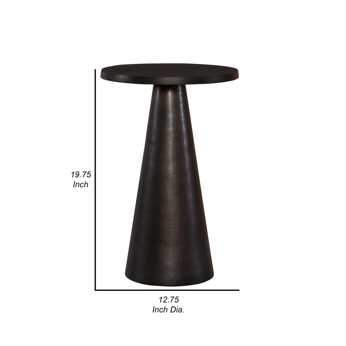 20 Inch Round Accent Table, Tapered Round Pedestal, Dark Bronze Aluminum - BM315757