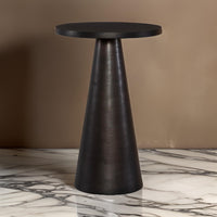 20 Inch Round Accent Table, Tapered Round Pedestal, Dark Bronze Aluminum - BM315757