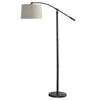 70 Inch Arc Floor Lamp, Beige Shade, Adjustable Arm and Height, Dark Bronze - BM315758