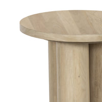 Hazel 17.7 Inch Round Side Table with 3 Pillar Legs, Handcrafted Natural Brown Mango Wood - BM315766