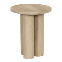 Hazel 17.7 Inch Round Side Table with 3 Pillar Legs, Handcrafted Natural Brown Mango Wood - BM315766