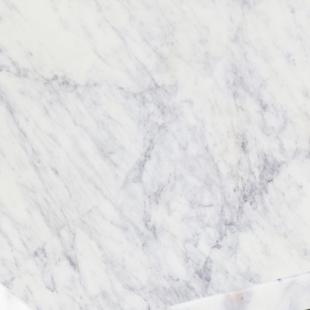 Agas 41 Inch Sofa Console Table, White Genuine Marble Top, Sandblasted Washed Ash Gray Mango Wood Geometric Frame - BM315767