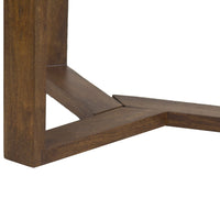 Fina 48 Inch Round Dining Table, White Genuine Marble Top, Natural Brown Mango Wood 3 Leg Sled Base - BM315770