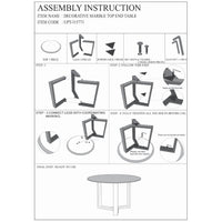 Fina 20 Inch Round Side End Table, White Genuine Marble Top, Natural Brown Mango Wood 3 Leg Sled Base - BM315771