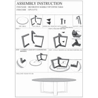 Fina 38 Inch Round Coffee Table, White Genuine Marble Top, Natural Brown Mango Wood 3 Leg Sled Base - BM315772