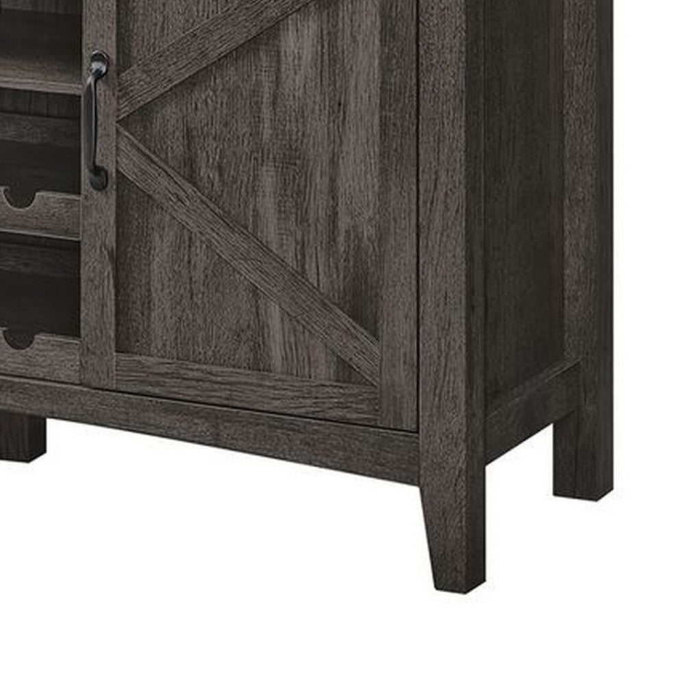 Syna 45 Inch Buffet Cabinet with 3 Storage Drawers, Wine Rack, Gray - BM315775