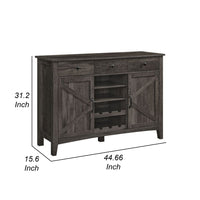 Syna 45 Inch Buffet Cabinet with 3 Storage Drawers, Wine Rack, Gray - BM315775