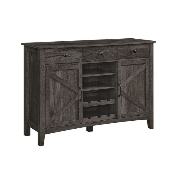 Syna 45 Inch Buffet Cabinet with 3 Storage Drawers, Wine Rack, Gray - BM315775