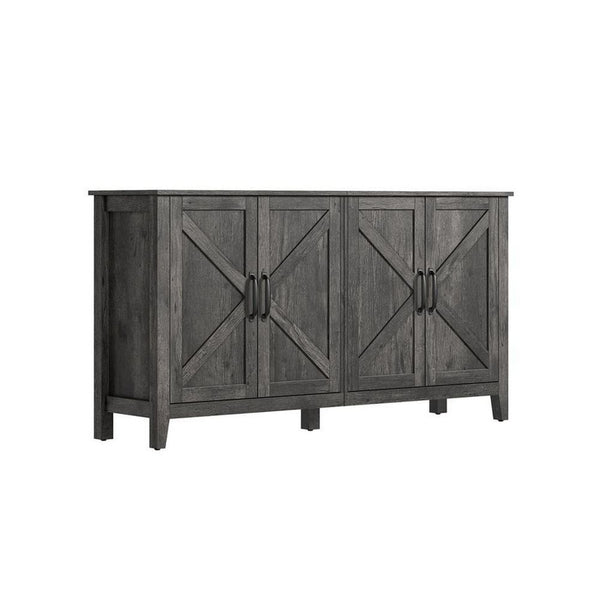 Lyxa 59 Inch Sideboard Storage Cabinet, Farmhouse Rustic Brown Wood - BM315778