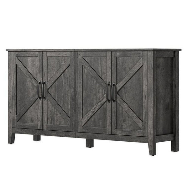 Lyxa 59 Inch Sideboard Storage Cabinet, Farmhouse Rustic Brown Wood - BM315778