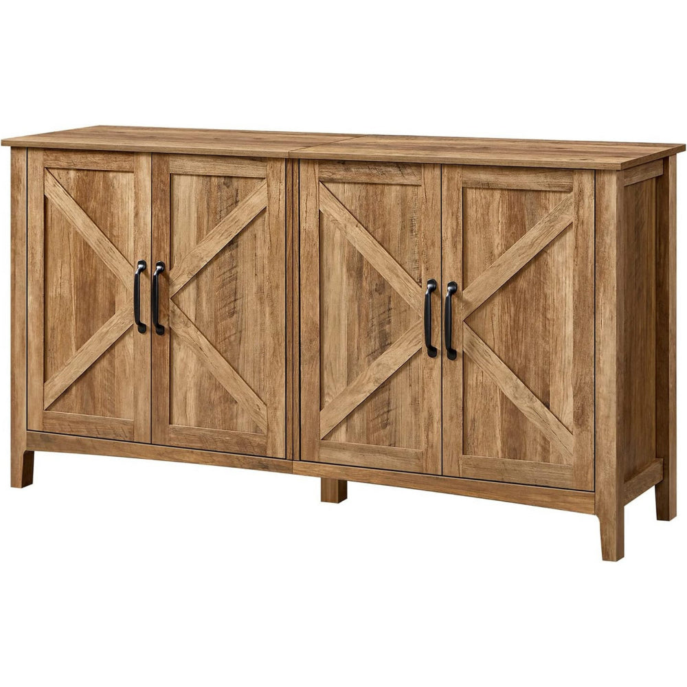 Lyxa 59 Inch Sideboard Storage Cabinet, Farmhouse Rustic Dark Gray Wood - BM315779