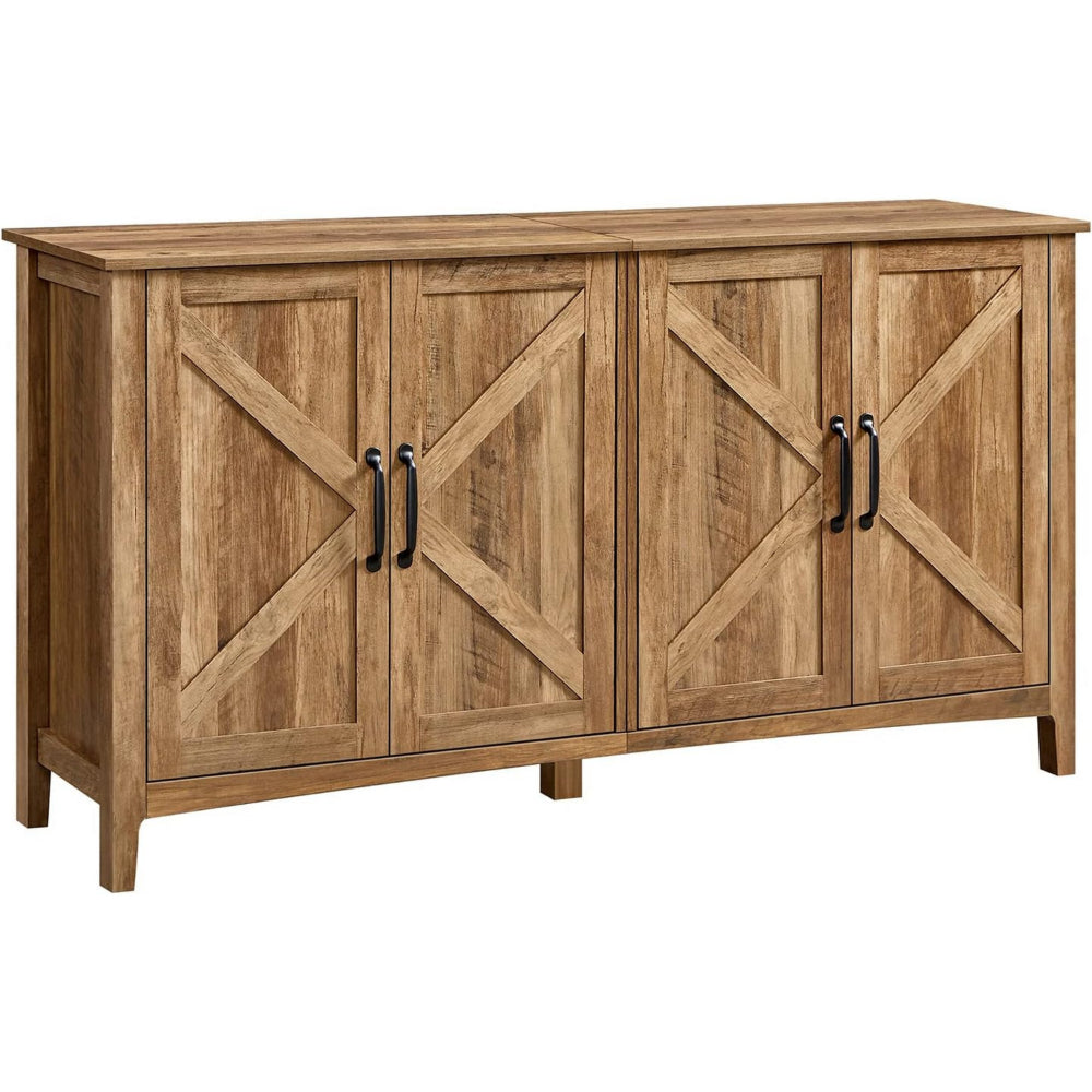 Lyxa 59 Inch Sideboard Storage Cabinet, Farmhouse Rustic Dark Gray Wood - BM315779