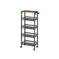 39 Inch Rolling Kitchen Trolly Cart, 4 Grid Shelves, Caster Wheels, Black - BM315784