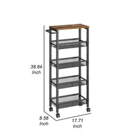 39 Inch Rolling Kitchen Trolly Cart, 4 Grid Shelves, Caster Wheels, Black - BM315784