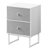 Jem 22 Inch Nightstand Set of 2, Soft Fabric Front Drawers, White Steel - BM315787