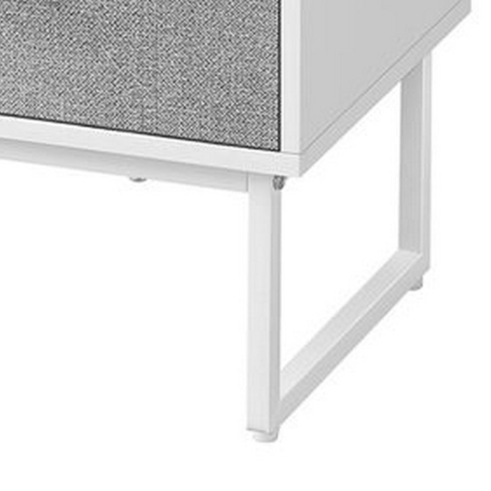 Jem 22 Inch Nightstand with 2 Removable Fabric Front Drawers, White Steel - BM315789