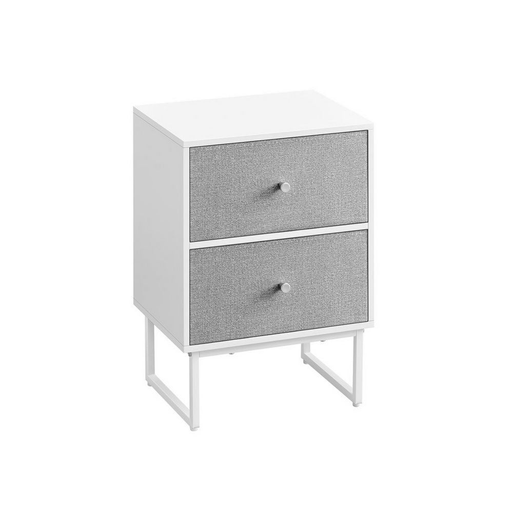 Jem 22 Inch Nightstand with 2 Removable Fabric Front Drawers, White Steel - BM315789