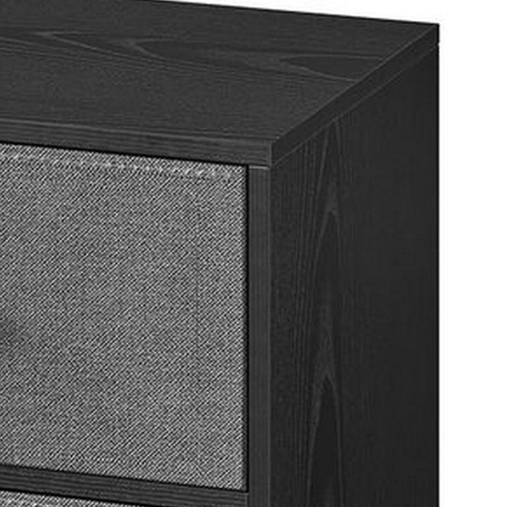 Jem 22 Inch Nightstand with 2 Removable Fabric Front Drawers, Black Steel - BM315790