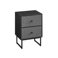 Jem 22 Inch Nightstand with 2 Removable Fabric Front Drawers, Black Steel - BM315790