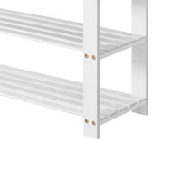 Alo 35 Inch Shoe Rack Bench, Cushioned Seat, 2 Slatted Shelves, White, Gray - BM315792