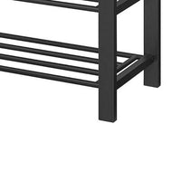 Lee 39 Inch Shoe Rack Bench, Tufted Seat, 2 Shelves, Dark Gray, Black - BM315794