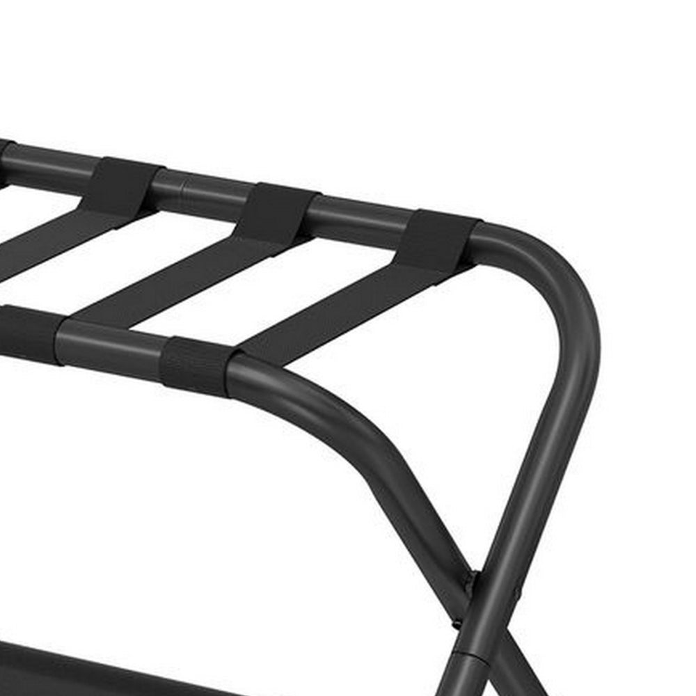 Ami 27 Inch Luggage Rack, 1 Storage Shelf, Foldable, X Shaped Body, Black - BM315799