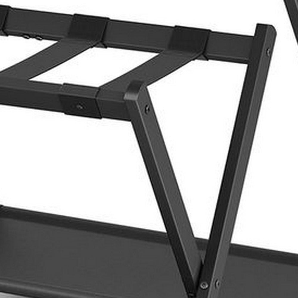 Ami 27 Inch Luggage Rack Set of 2, 1 Storage Shelf, Foldable, X Body, Black - BM315800