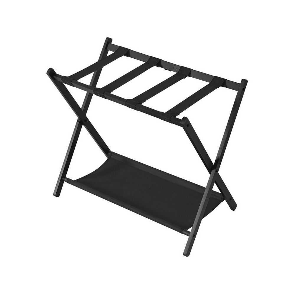 Ami 27 Inch Luggage Rack, 1 Storage Shelf, Foldable, X Shaped Body, Black - BM315801