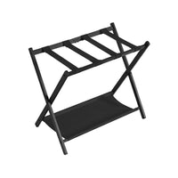 Ami 27 Inch Luggage Rack, 1 Storage Shelf, Foldable, X Shaped Body, Black - BM315801