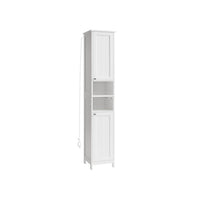 67 Inch Bathroom Storage Cabinet with Light, Adjustable Shelf, White Wood  - BM315815