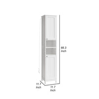 67 Inch Bathroom Storage Cabinet with Light, Adjustable Shelf, White Wood  - BM315815