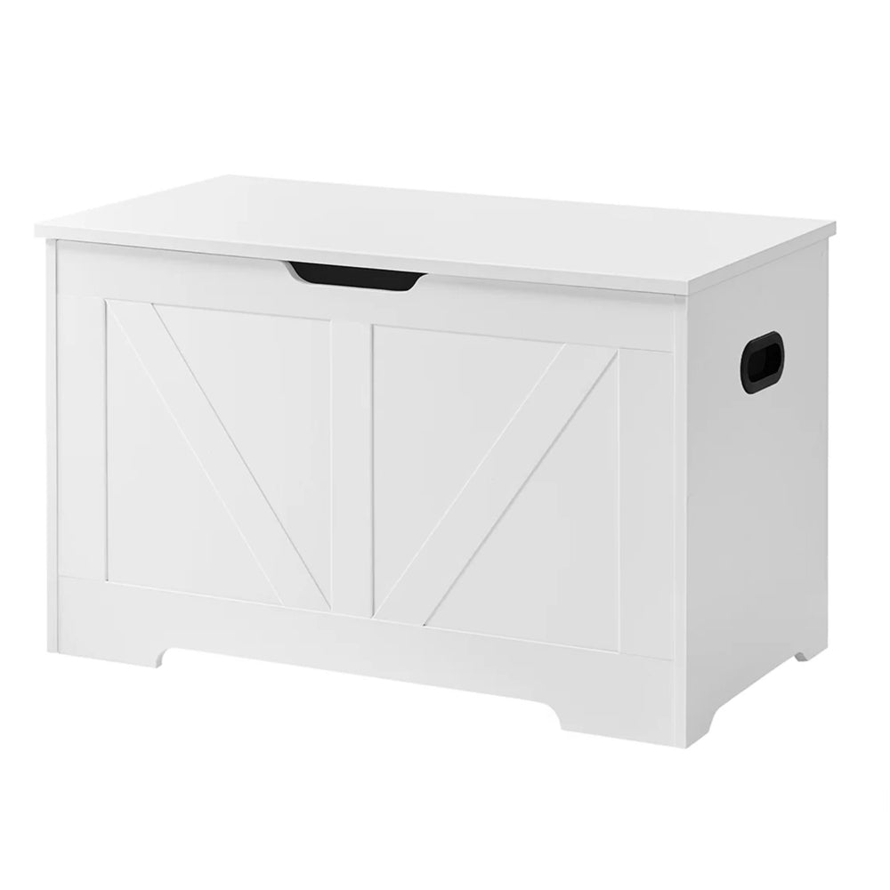 39 Inch Storage Bench, 2 Safety Hinges, Seat Cabinet, Farmhouse White Wood - BM315819