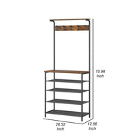 72 Inch Clothing Rack with Shoe Stand, 5 Tier Shelves, Hooks, Black Iron - BM315820